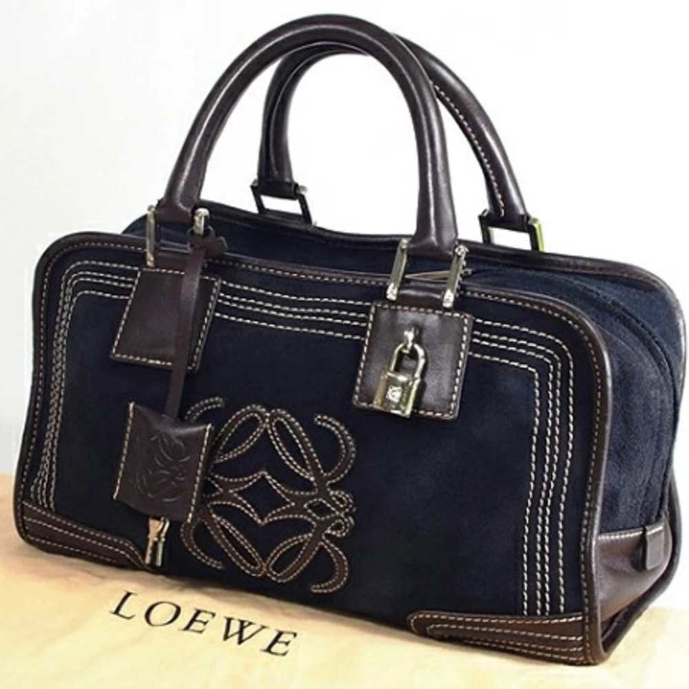 Loewe Amazona Top Handle Bag Navy Blue Brown